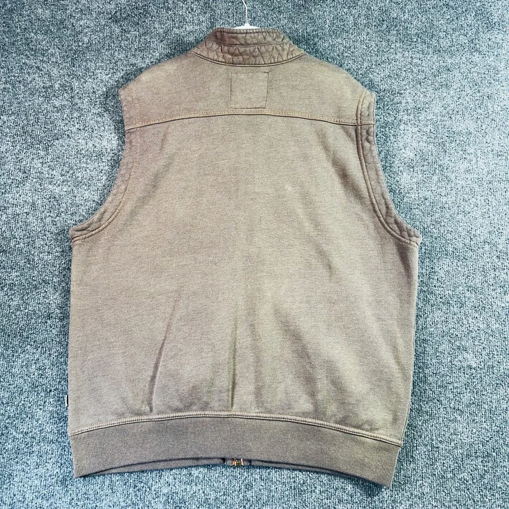 32 Bar Blues Right In The Middle Washed Knit Vest Sweater Men Large Brown Fleece
